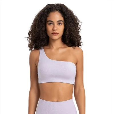 Bra Spóirt Strap Strap Faisean Ribbed na mBan le Dearadh Ar Ais Hollow-Out
